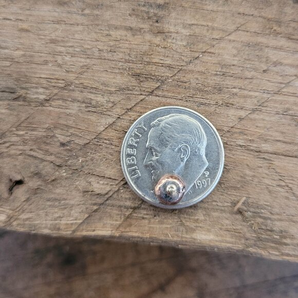 Chunky Copper Stud Earrings, Faceted, Metalwork Jewelry, Handcrafted, Rustic - Picture 6 of 8